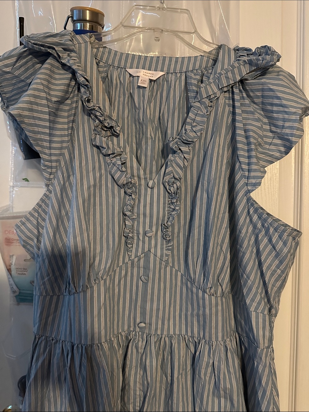 LC Lauren Conrad Blue & White Striped Maxi Dress